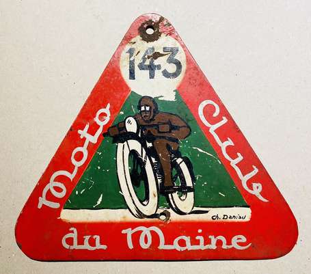 MOTO CLUB DU MAINE « 143 » : Tôle illustrée signée