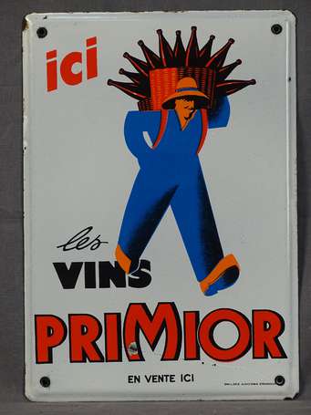 LES VINS PRIMIOR : Plaque émaillée plate à 