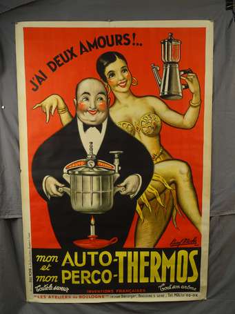 L'AUTO-THERMOS : Affiche lithographiée illustrée 