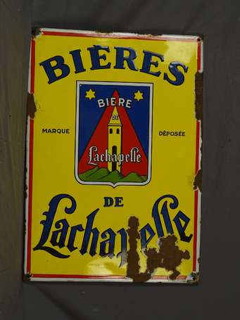 BIÈRE DE LACHAPELLE : Plaque émaillée plate à 