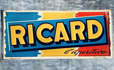 RICARD « L'Aperitivo » : Rare bandeau en tôle 