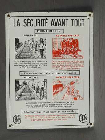 SNCF « La Sécurité avant Tout » : Plaque émaillée 