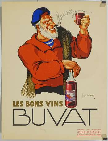 LES BONS VINS BUVAT : Planche lithographiée 