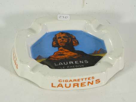 CIGARETTES LAURENS : Cendrier en porcelaine, 