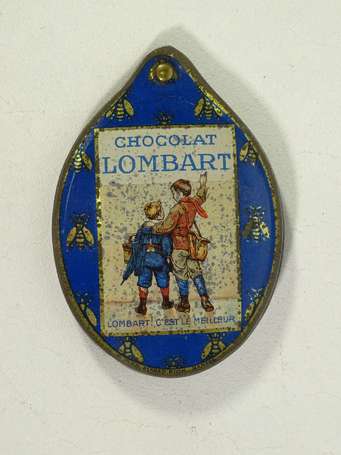 CHOCOLAT LOMBART : Petit miroir de poche en tôle 