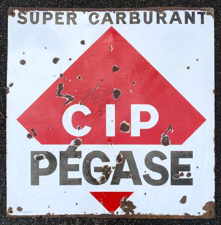 CIP PÉGASE Super Carburant : Plaque émaillée. 