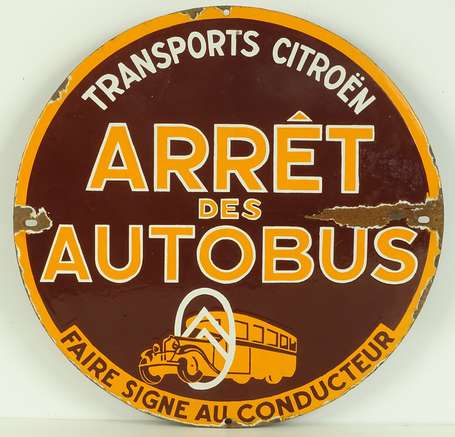 CITROËN « Arrêt d'Autobus » : Plaque émaillée 