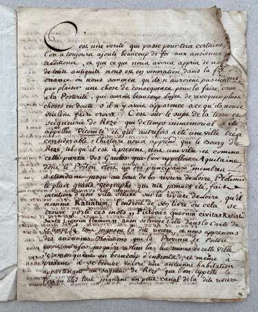 REZÉ 1759 « Antiquité de Rezé » : Livret manuscrit