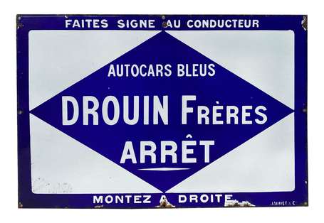 AUTOCARS BLEUS DROUIN FRÈRES « ARRÊT » : Rare 