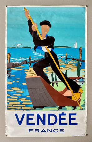 VENDÉE France : Affiche illustrée d'un Batelier 