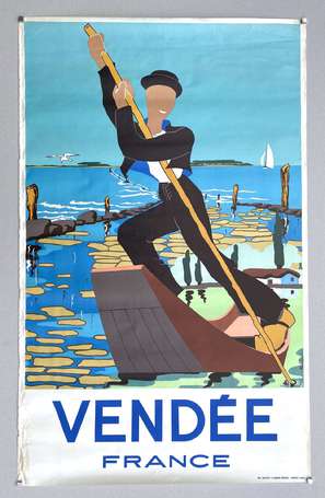 VENDÉE France - Affiche illustrée d'un Batelier 