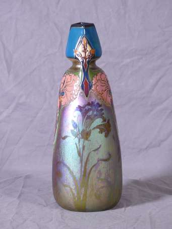 MONTIERES - Vase en céramique émaillée et irisée à