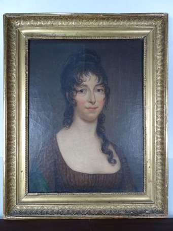 ECOLE Fin XVIIIe - Portrait de femme. Huile sur 