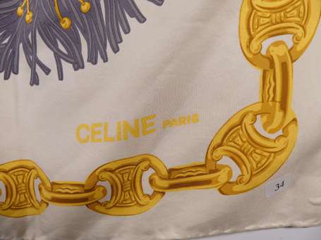 CELINE - Carré en twill de soie à décor de 