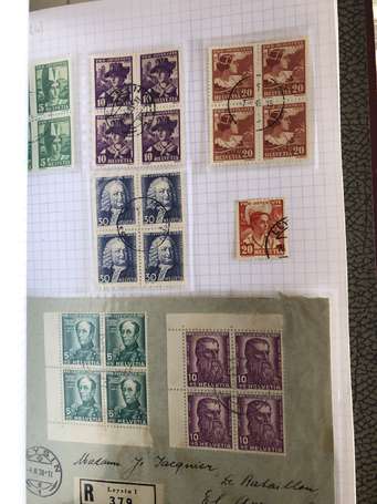 Suisse - 4 Albums de timbres , dont blocs de 4 - 