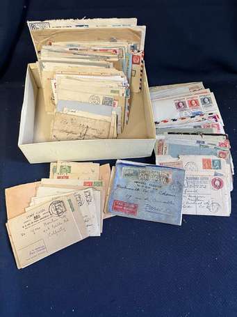 Marcophilie - Une boite de timbres sur lettres et 