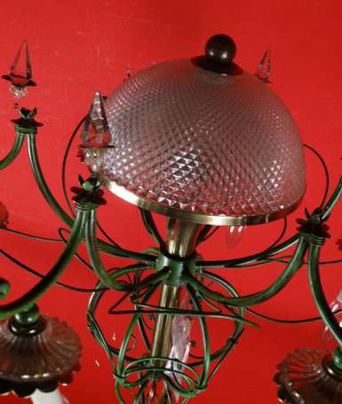 Lustre Montgolfière à six lumières en métal laqué 