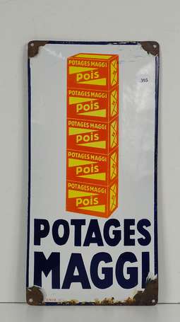 POTAGES MAGGI :  Plaque émaillée bombée illustrée 