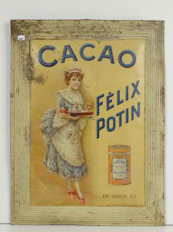 CACAO FELIX POTIN : Tôle lithographiée embossée, 