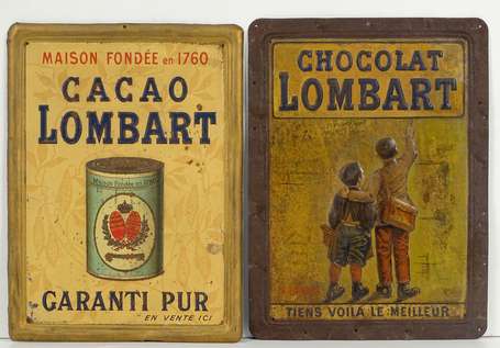 CHOCOLAT & CACAO  LOMBART : 2 Tôles lithographiées
