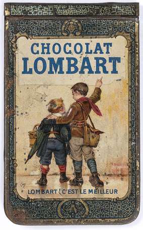 CHOCOLAT LOMBART : Carnet en tôle lithographiée,  