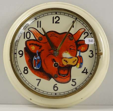 LA VACHE QUI RIT : Rare Horloge en faïence. Très 