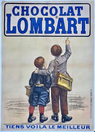 CHOCOLAT LOMBART : Affiche lithographiée illustrée