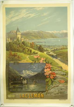 LAC LÉMAN / Chemin de Fer Jura-Simplon : Affiche 