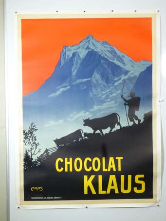 CHOCOLAT KLAUS : Affiche lithographiée illustrée 