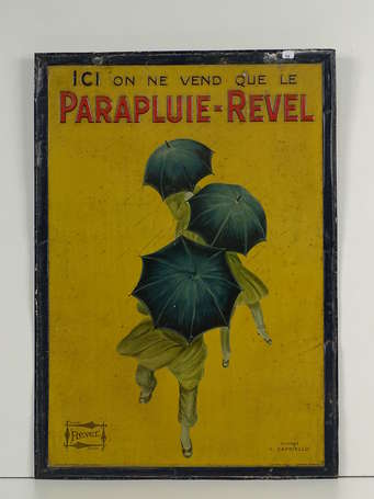 PARAPLUIE REVEL : Tôle lithographiée et embossée, 