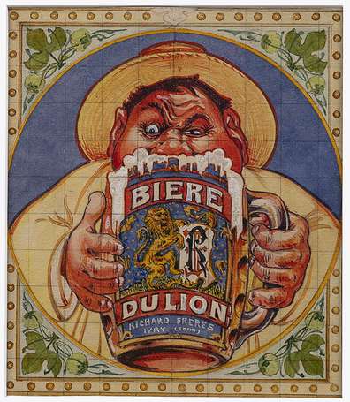 BIERE DU LION : Aquarelle préparatoire d'Eugène 