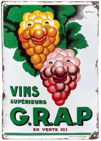 G.R.A.P Vins Supérieurs : Plaque émaillée bombée, 