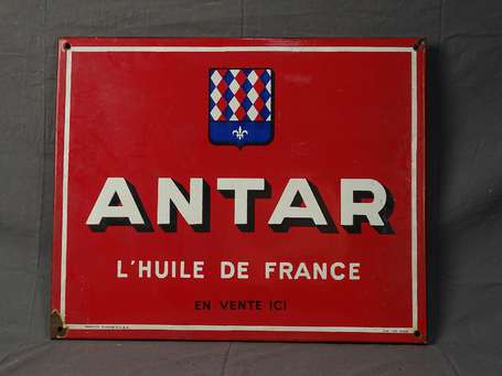 ANTAR : Plaque émaillée plate à rebords. 55 x 45.