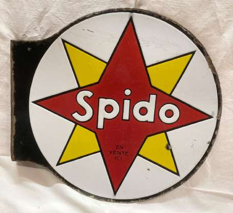 SPIDO : Plaque émaillée double-face à équerre. 48 