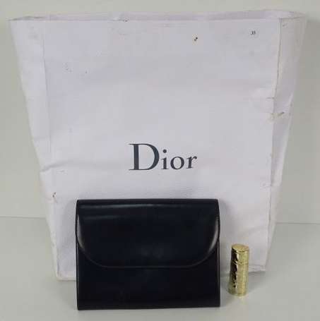 CHRISTIAN DIOR - Pochette de soirée en cuir noir. 