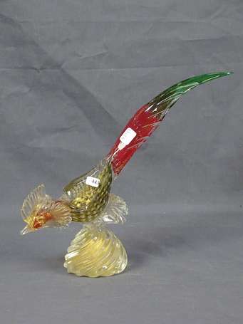 Faisan en verre Murano H.26 cm