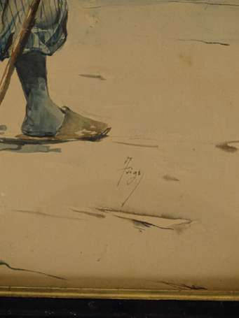TRIGO Zenon 1850-1914 Touareg chasseur. Aquarelle 