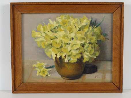 VOLTEAU Jeanne (1912-1996) Bouquet de narcisses. 