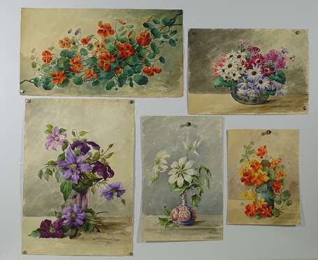 DENIS Léonie (XIX-XXème), Bouquets capucines, 