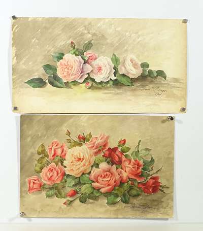 DENIS Léonie (XIX-XXème), Compositions de roses, 2