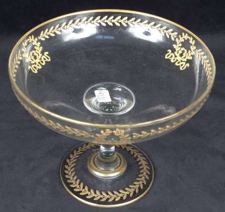 Grande coupe sur pied en cristal émaillé d'un 