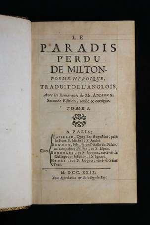  MILTON (John) - Le Paradis Perdu de Milton. Poème