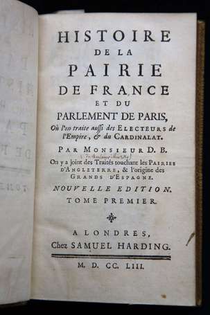  [LE LABOUREUR (Jean)] - Histoire de la pairie de 