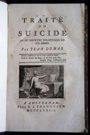 DUMAS (Jean) - Traité du suicide ou du meurtre 