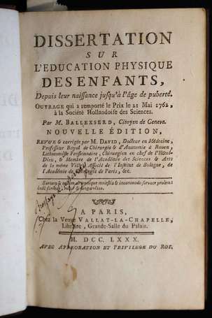 BALLEXSERD Jacques - Dissertation sur l'Éducation 