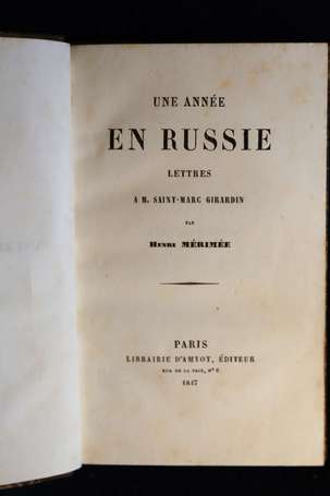 [RUSSIE] - MÉRIMÉE Henri - Une Année en Russie. 