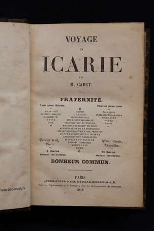 CABET (Étienne) - Voyage en Icarie. Cinquième 