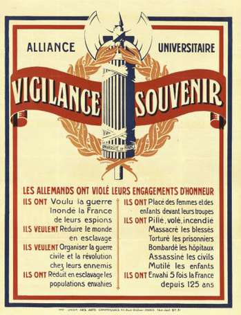 1914-1918 - « Alliance Universitaire, Vigilance 