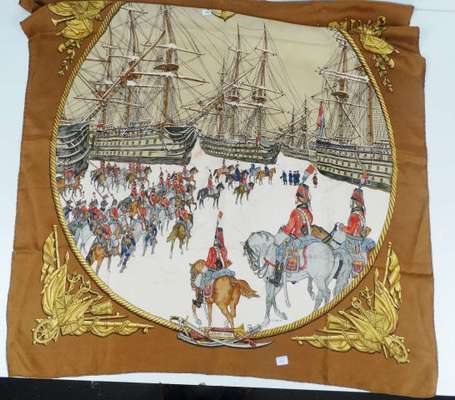 HERMES - Carré en soie modèle Marine et Cavalerie 