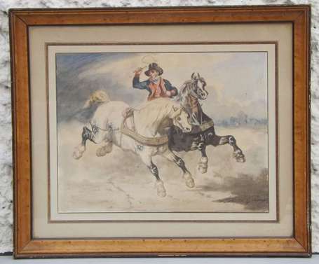 Giroux Achille 1820-1854 Cavaliers Deux aquarelles